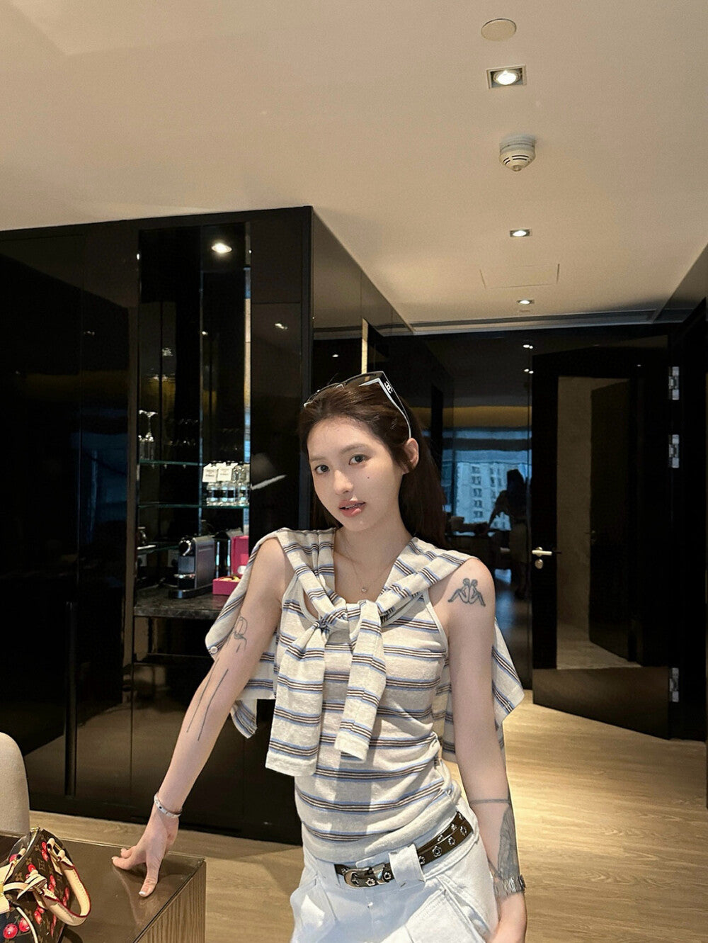 Striped Knit Camisole + Sun Protection Cardigan Set