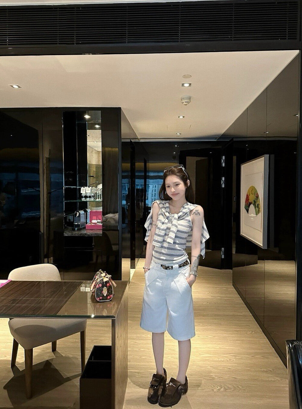 Striped Knit Camisole + Sun Protection Cardigan Set