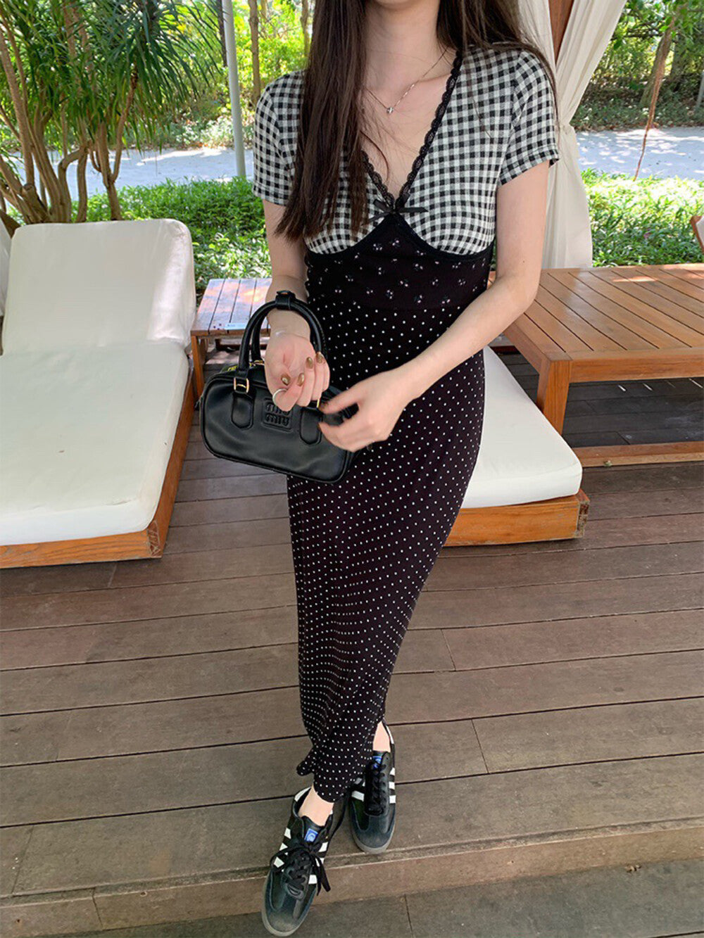 Patchwork Lace Slim-Fit Dress