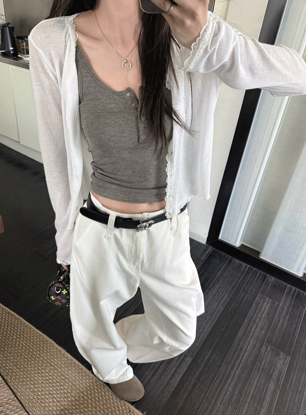 蕾絲拼接花邊軟糯防曬開衫