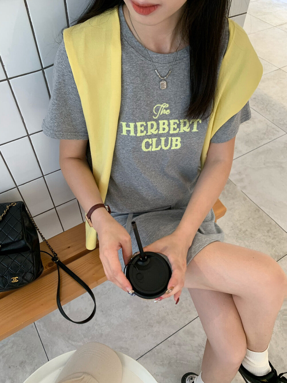 Crew Neck Embroidered Letter Loose Top + Skirt Set