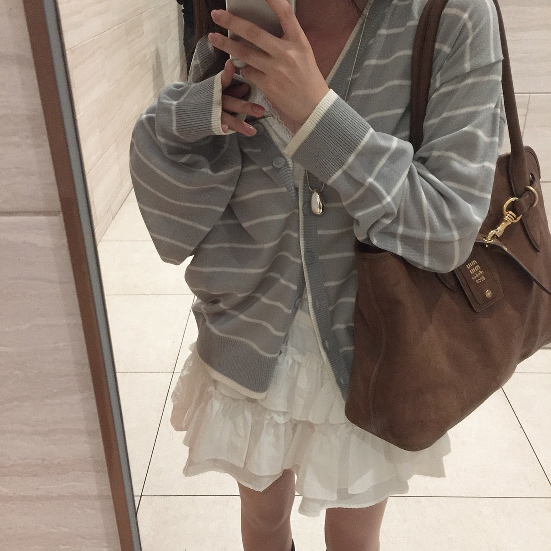 Preppy Style Striped Color-block Knitted Cardigan