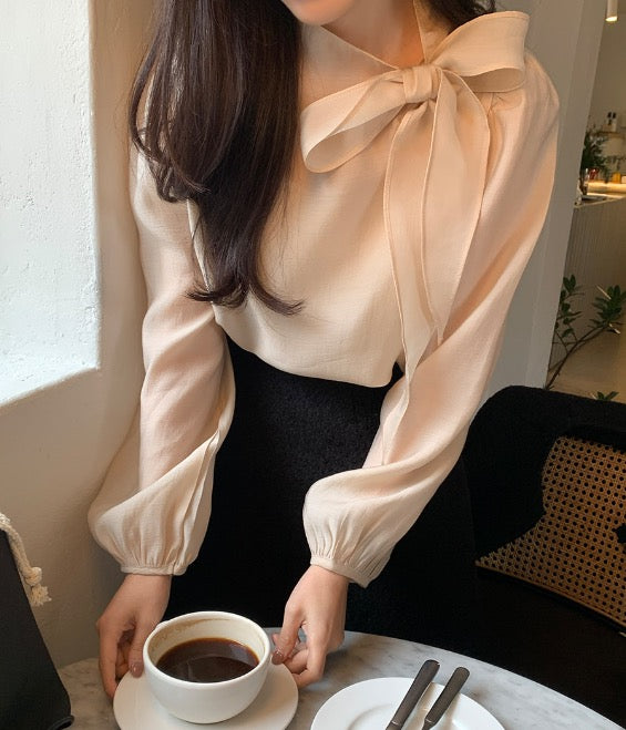 Tie-neck Long Sleeve Blouse