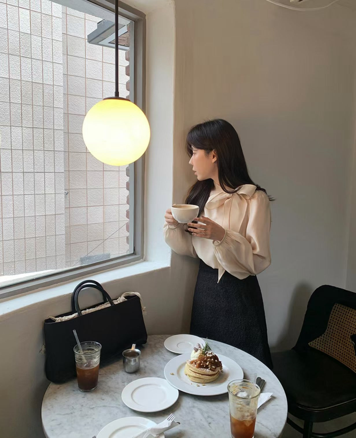 Tie-neck Long Sleeve Blouse