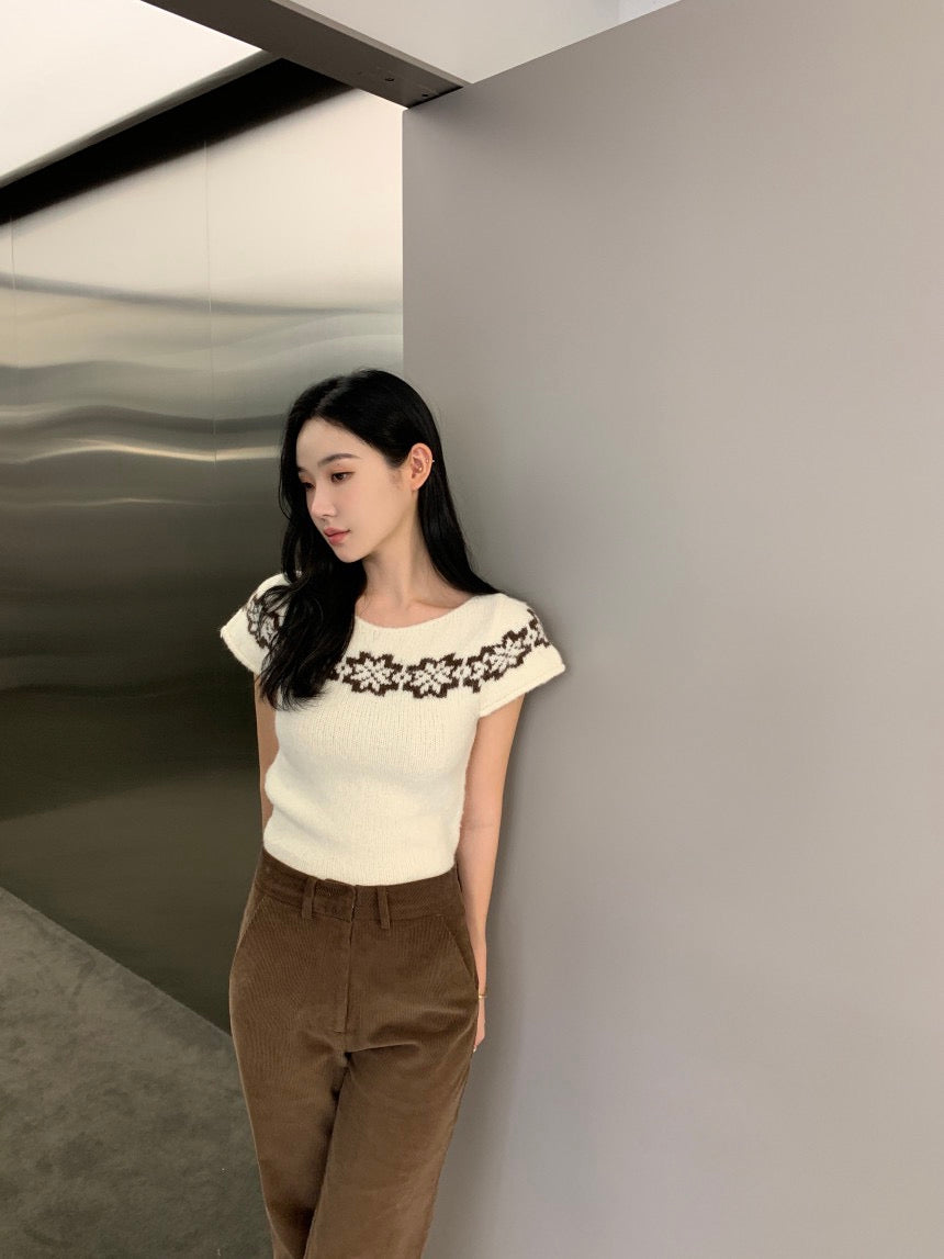 Vintage Jacquard Knit Short Sleeve