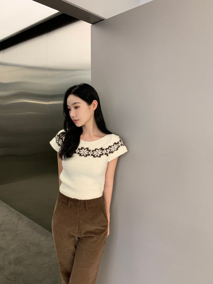 Vintage Jacquard Knit Short Sleeve