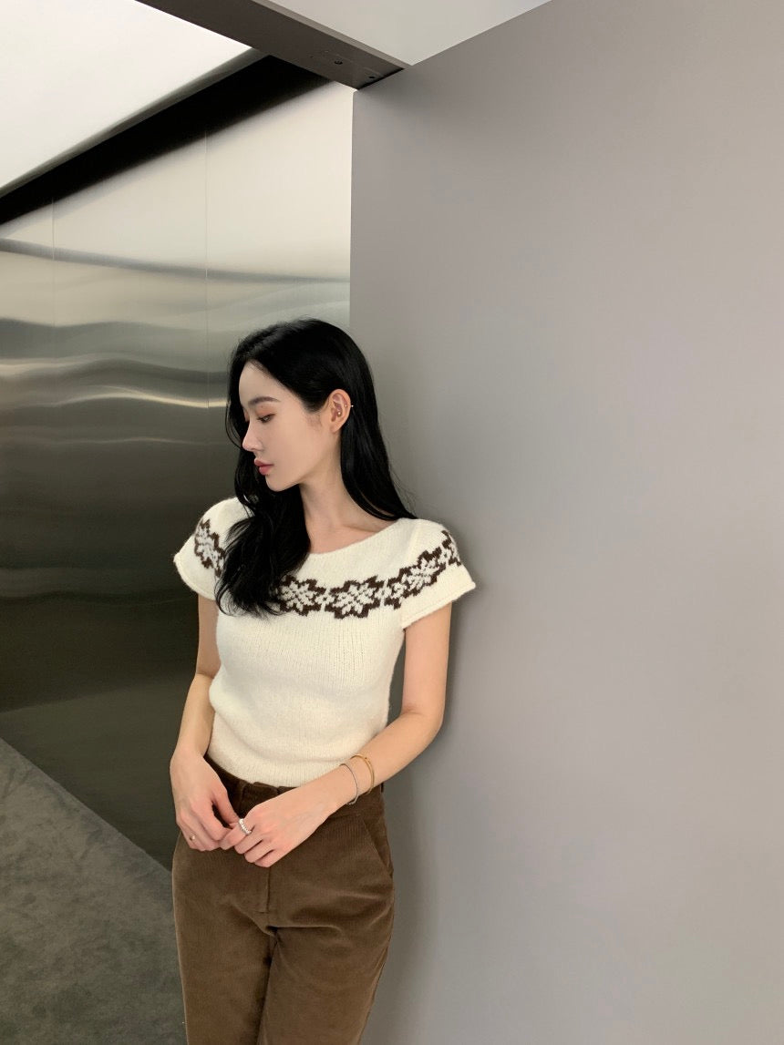 Vintage Jacquard Knit Short Sleeve