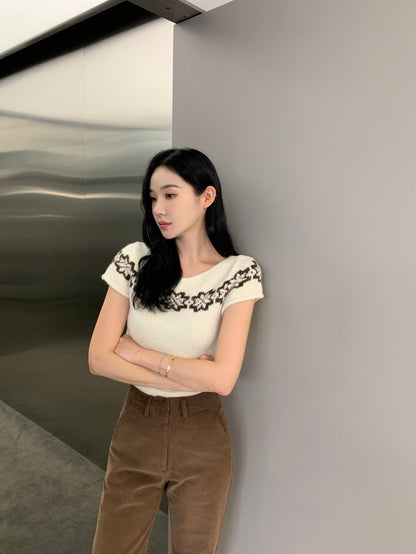 Vintage Jacquard Knit Short Sleeve