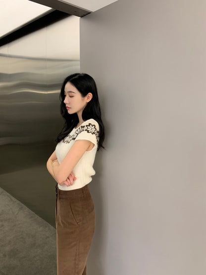 Vintage Jacquard Knit Short Sleeve