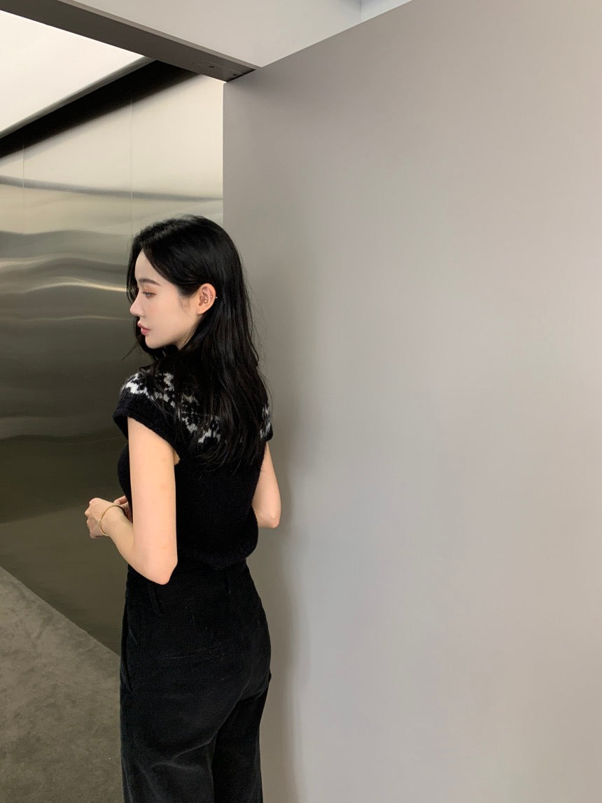 Vintage Jacquard Knit Short Sleeve