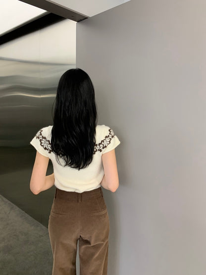 Vintage Jacquard Knit Short Sleeve