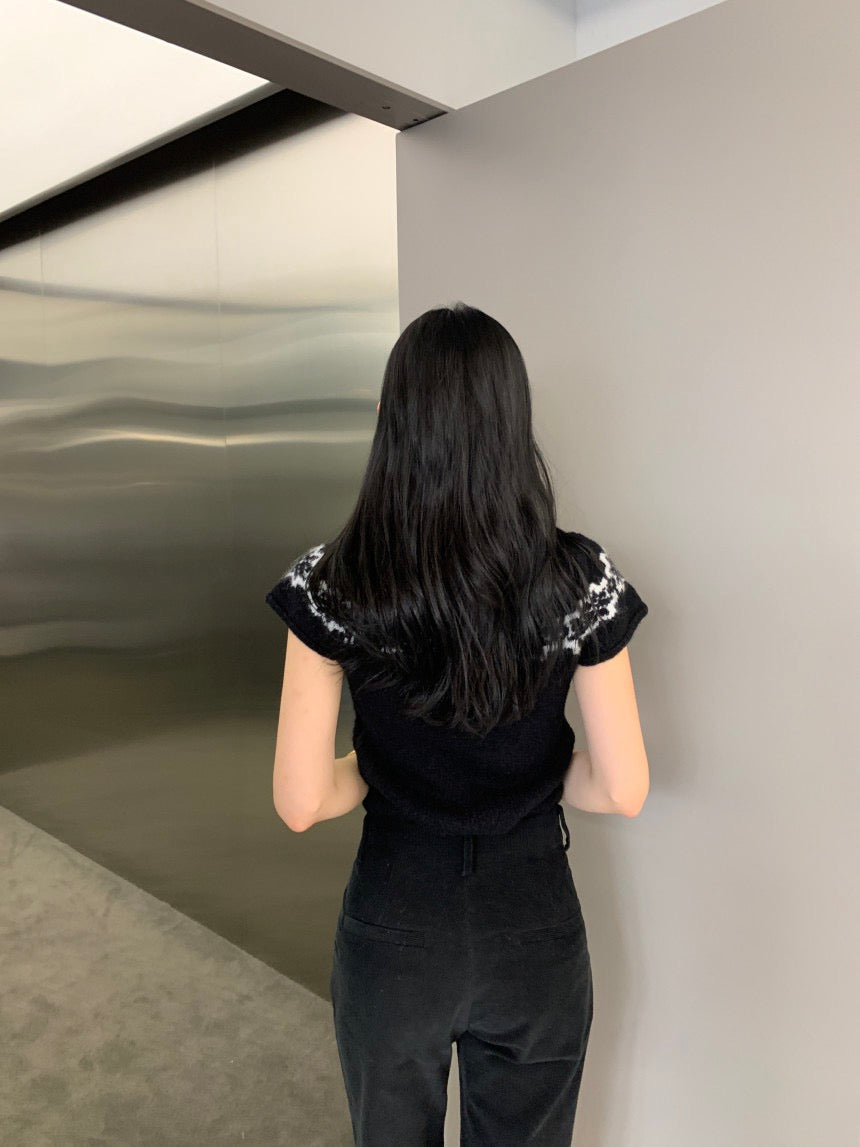 Vintage Jacquard Knit Short Sleeve