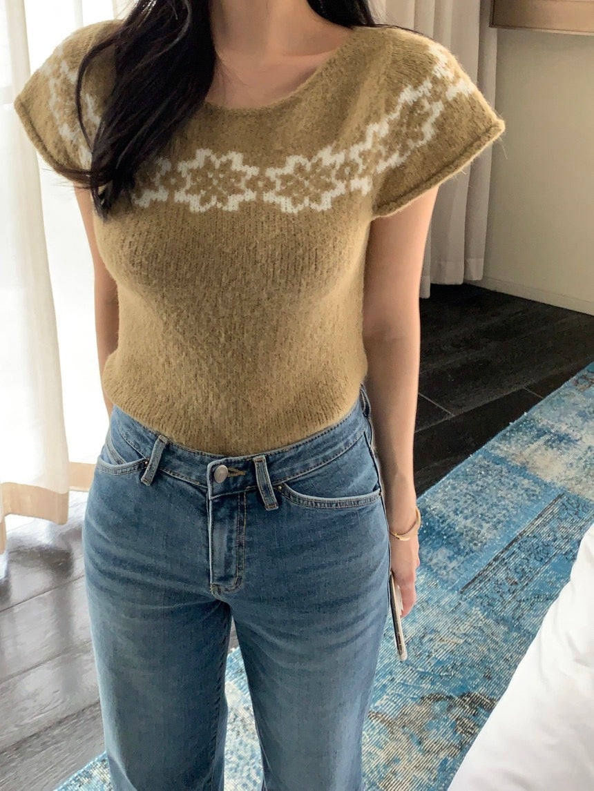 Vintage Jacquard Knit Short Sleeve