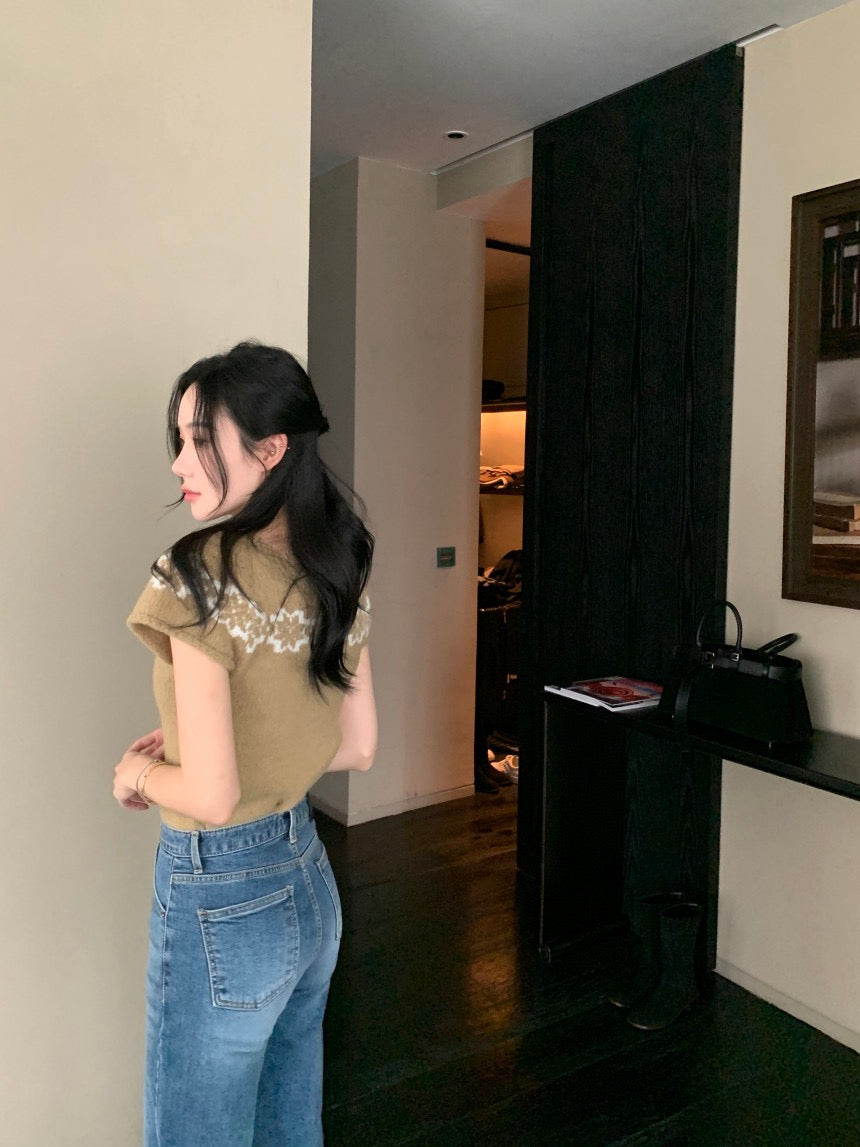 Vintage Jacquard Knit Short Sleeve