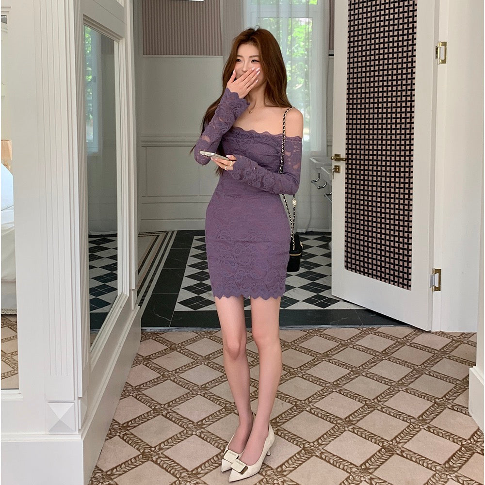 Lace Slim Off-Shoulder Dress