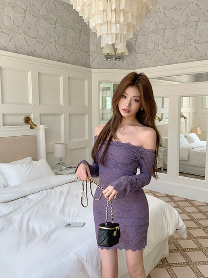 Lace Slim Off-Shoulder Dress