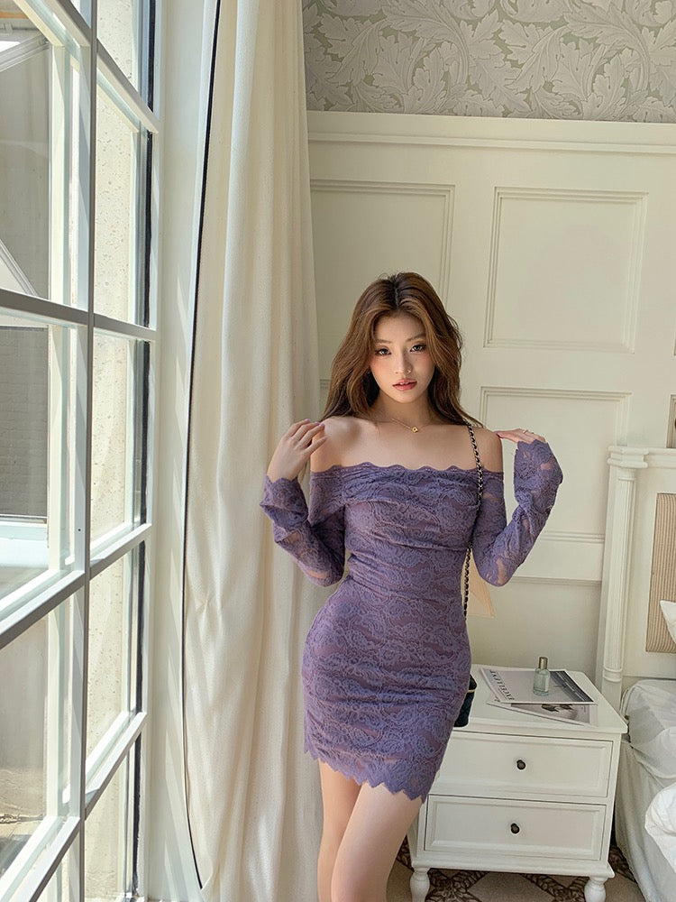 Lace Slim Off-Shoulder Dress