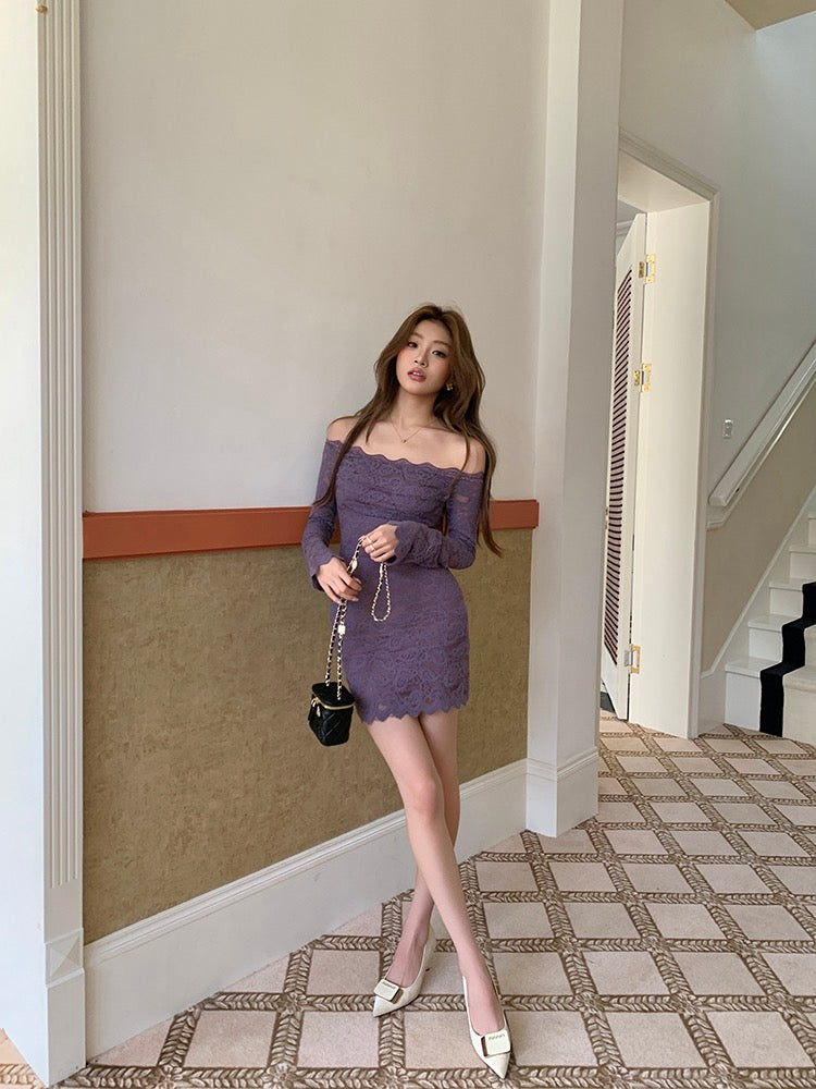 Lace Slim Off-Shoulder Dress