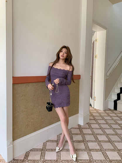 Lace Slim Off-Shoulder Dress