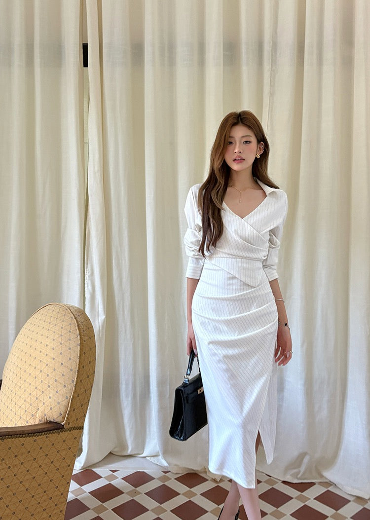 Elegant Striped Shirt Dress