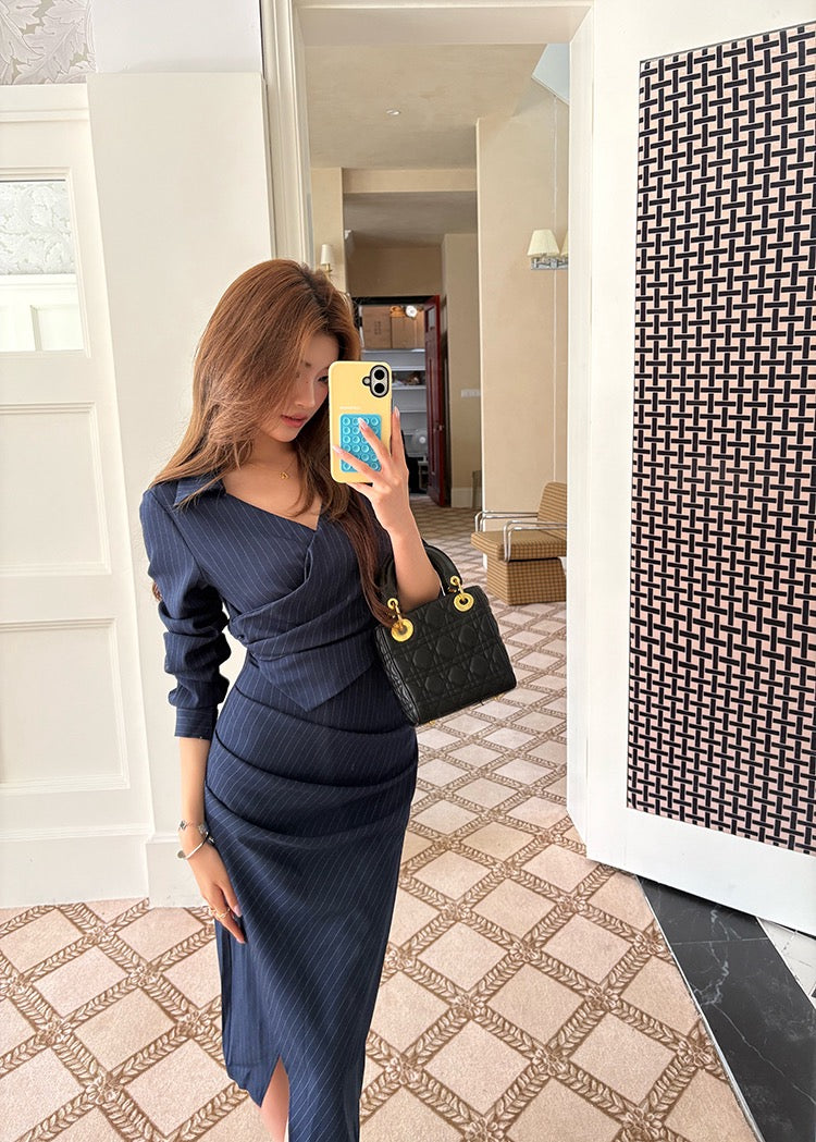 Elegant Striped Shirt Dress