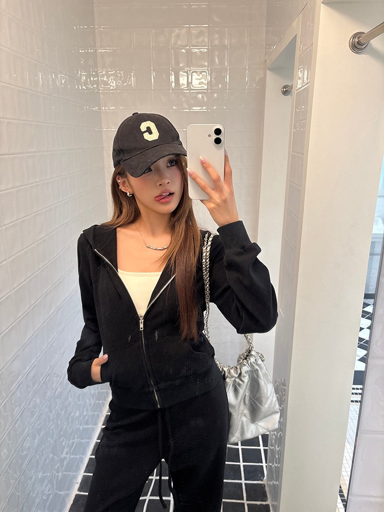 Casual Hoodie + Flared Wide-leg Pants Set