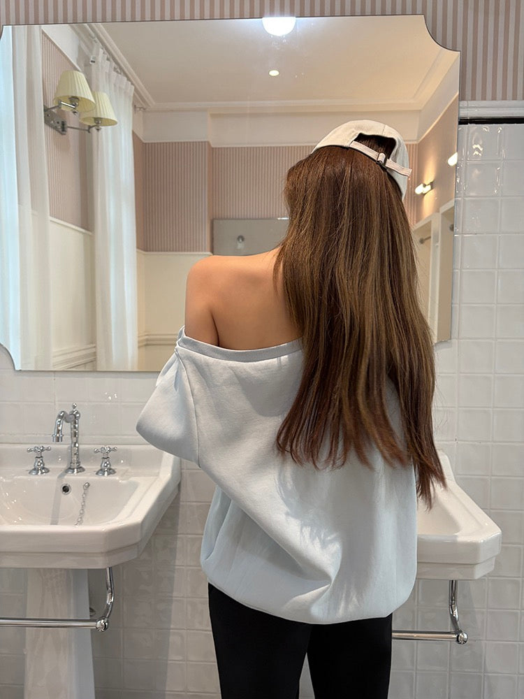 Minimalist Off-Shoulder Sweatshirt