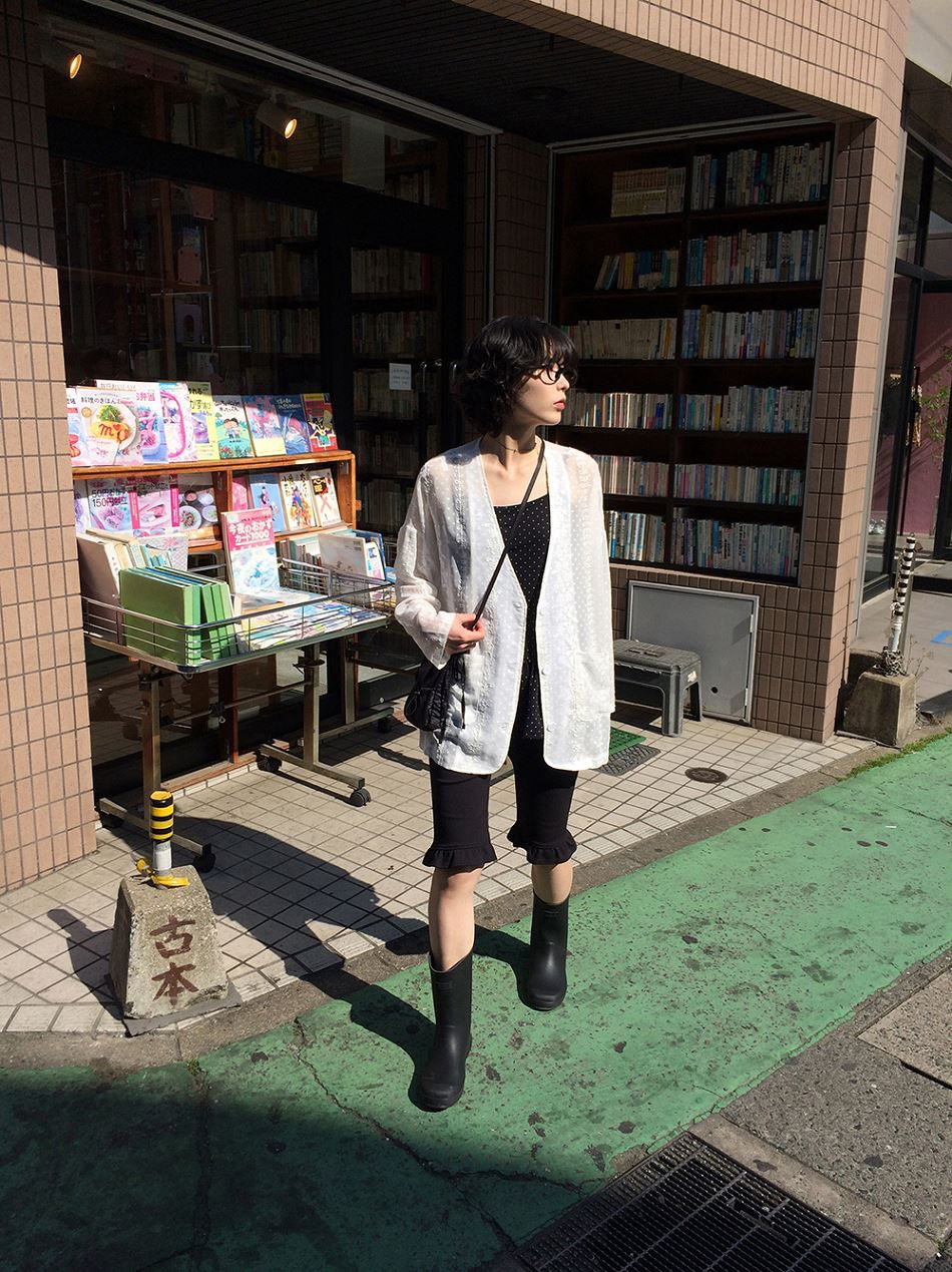 刺繡花朵防曬V領外套