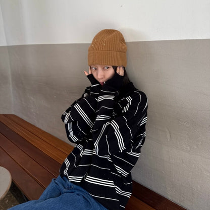 寬鬆條紋Polo針織top