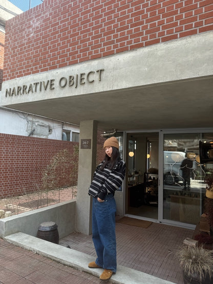 寬鬆條紋Polo針織top