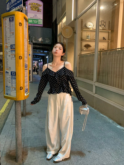 Off-shoulder Polka Dot Chic Blouse