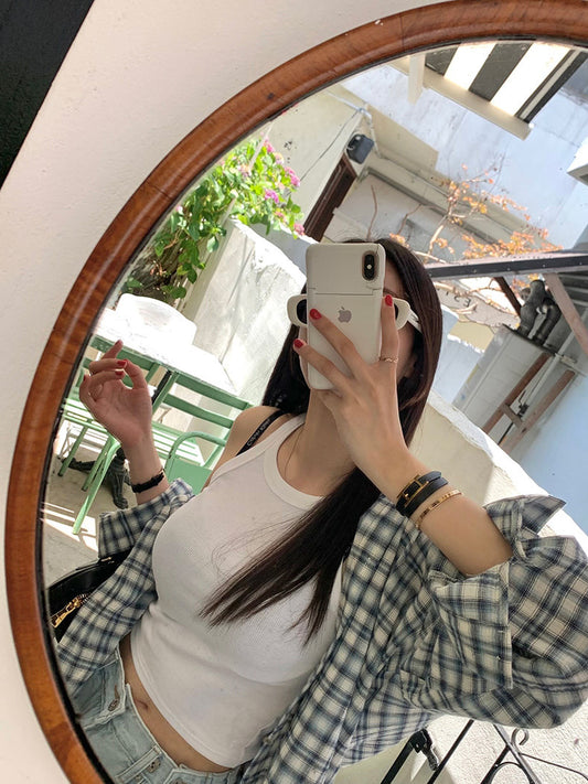 Vintage Loose-Fit Plaid Sun-Protective Shirt