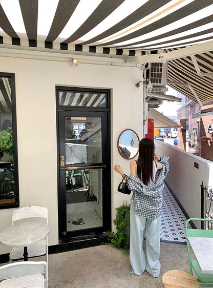 Vintage Loose-Fit Plaid Sun-Protective Shirt