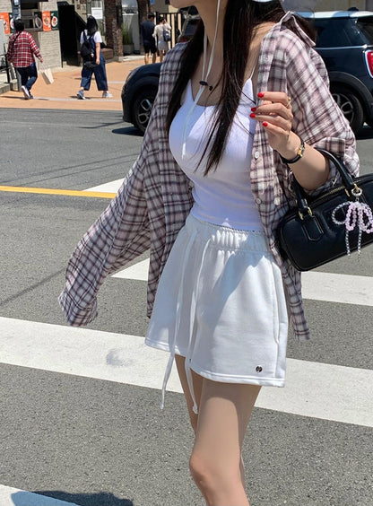 Vintage Loose-Fit Plaid Sun-Protective Shirt