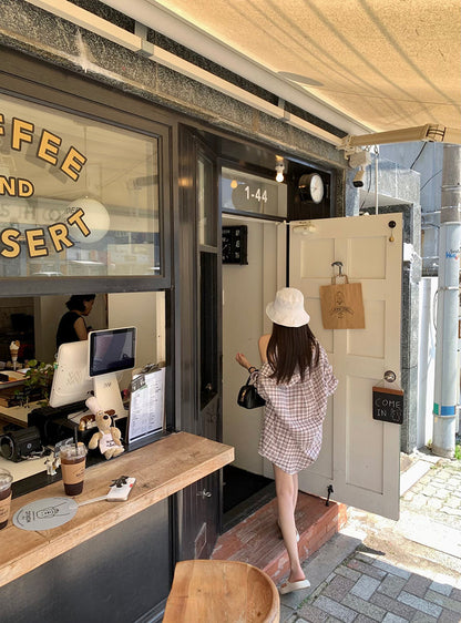 Vintage Loose-Fit Plaid Sun-Protective Shirt