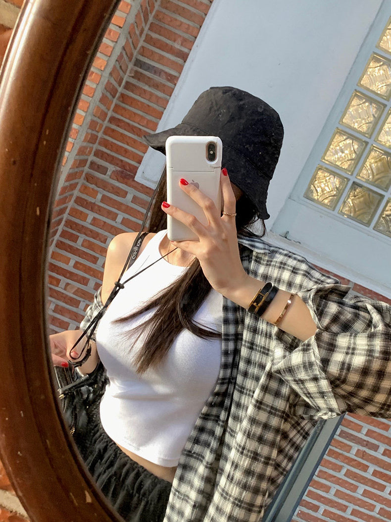 Vintage Loose-Fit Plaid Sun-Protective Shirt