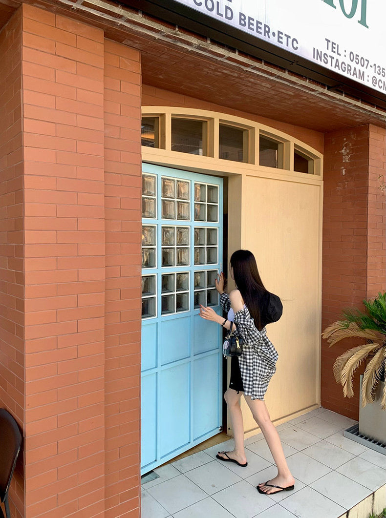 Vintage Loose-Fit Plaid Sun-Protective Shirt