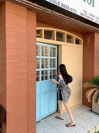 Vintage Loose-Fit Plaid Sun-Protective Shirt