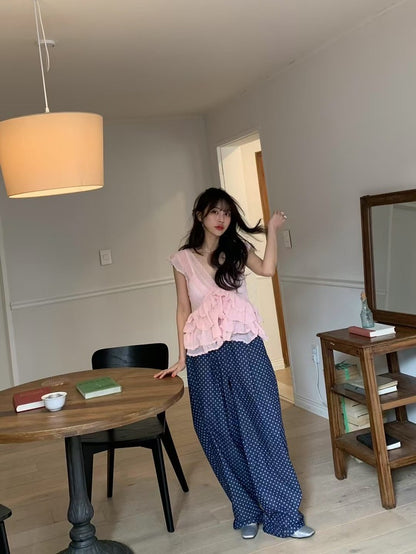 Irregular Lace Flutter Sleeve Blouse