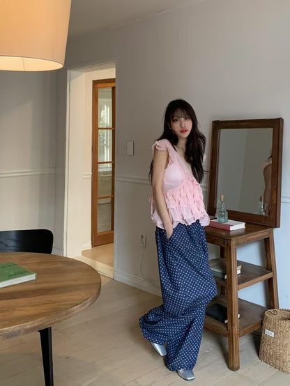 Irregular Lace Flutter Sleeve Blouse