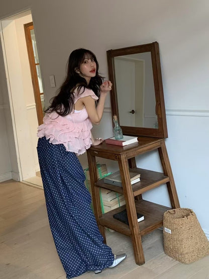 Irregular Lace Flutter Sleeve Blouse