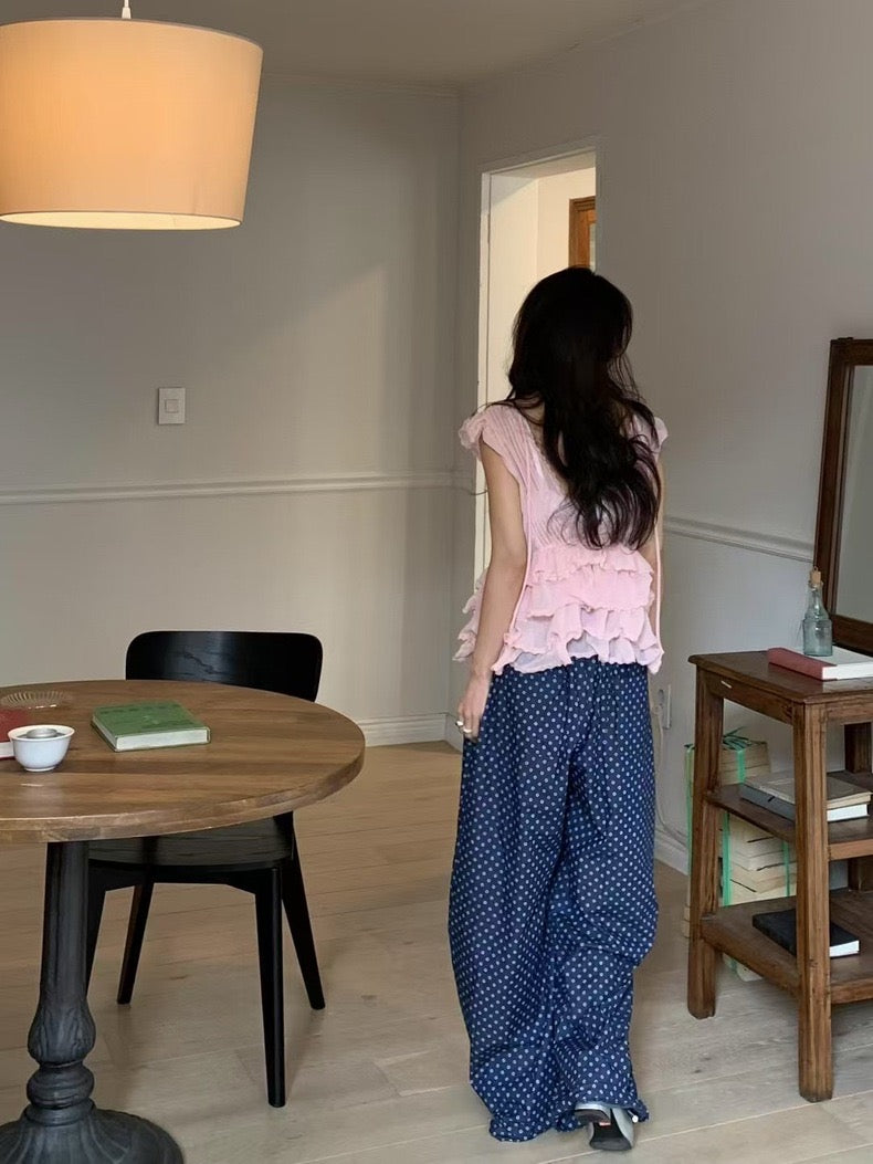 Irregular Lace Flutter Sleeve Blouse