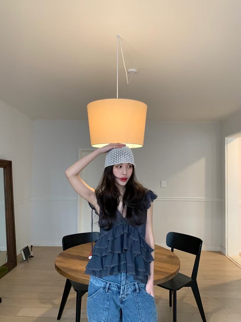 Irregular Lace Flutter Sleeve Blouse