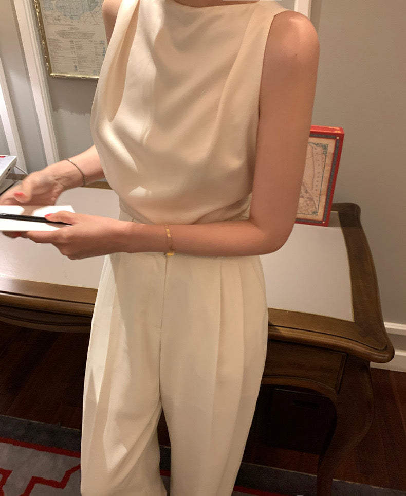 French-Style Backless Tie Bow Tank Top