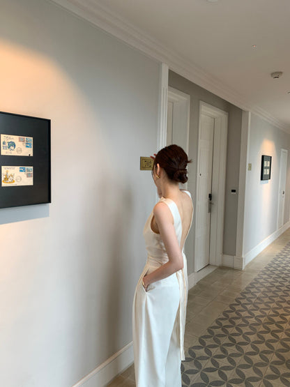 French-Style Backless Tie Bow Tank Top