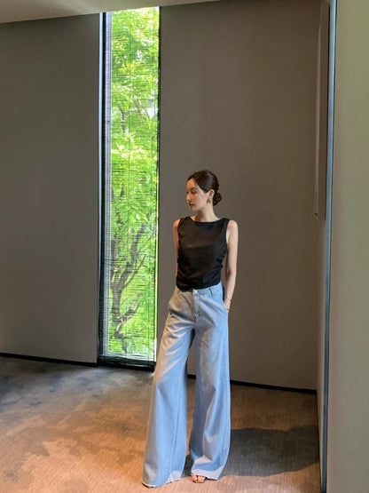 French-Style Backless Tie Bow Tank Top