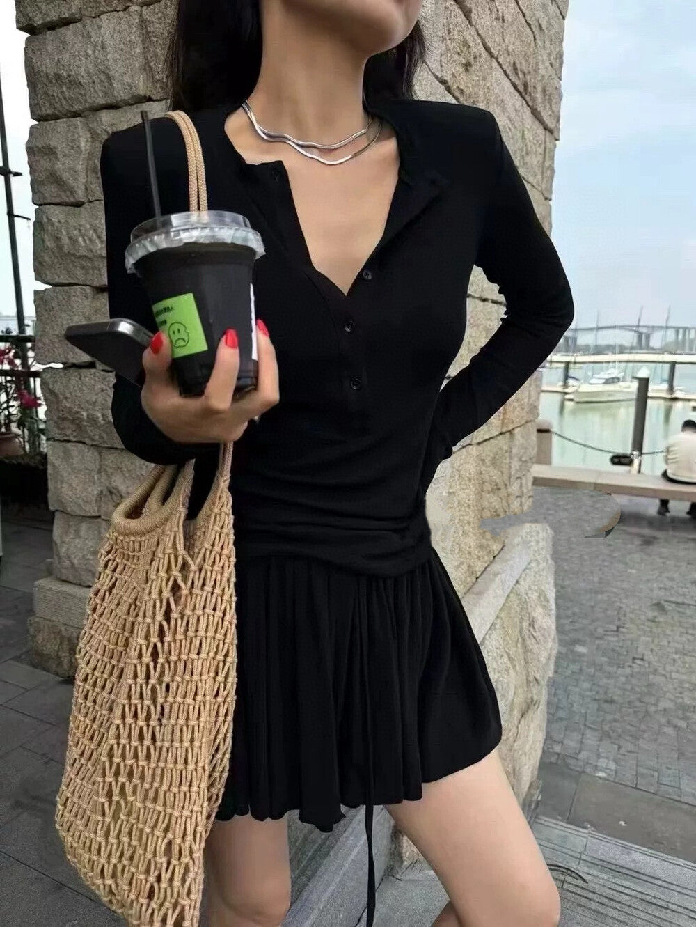 Casual Long Sleeve T-Shirt + Skirt Set