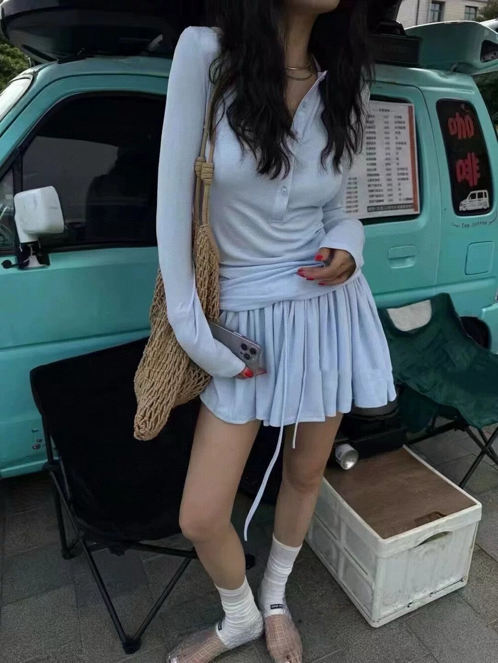 Casual Long Sleeve T-Shirt + Skirt Set