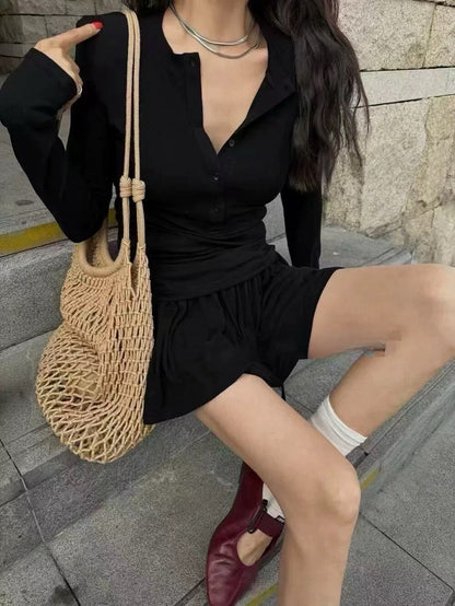 Casual Long Sleeve T-Shirt + Skirt Set