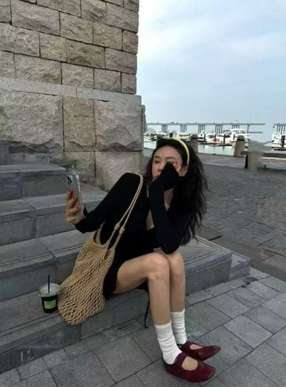 Casual Long Sleeve T-Shirt + Skirt Set